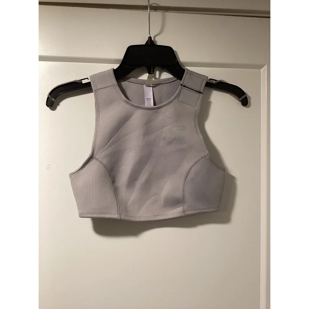 SKIMS Sport Swim High‎ Neck Bikini Top Chrome Grey XS NWT
